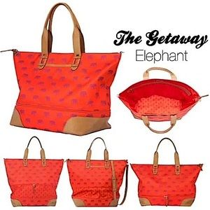 Stella & Dot Elephant Print Expandable Getaway Travel Bag